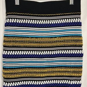 Torn by Ronny Kobo Midi Striped Stretchy Skirt